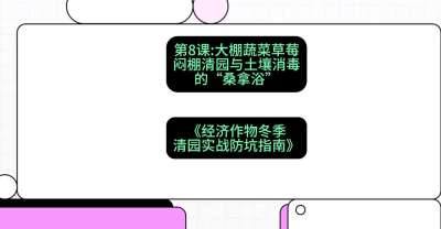 第8节：【大棚蔬菜草莓】闷棚清园与土壤消毒的&ldquo;桑拿浴&rdquo;，课程：《经济作物冬季清园&middot;实战防坑指南》#识农AI